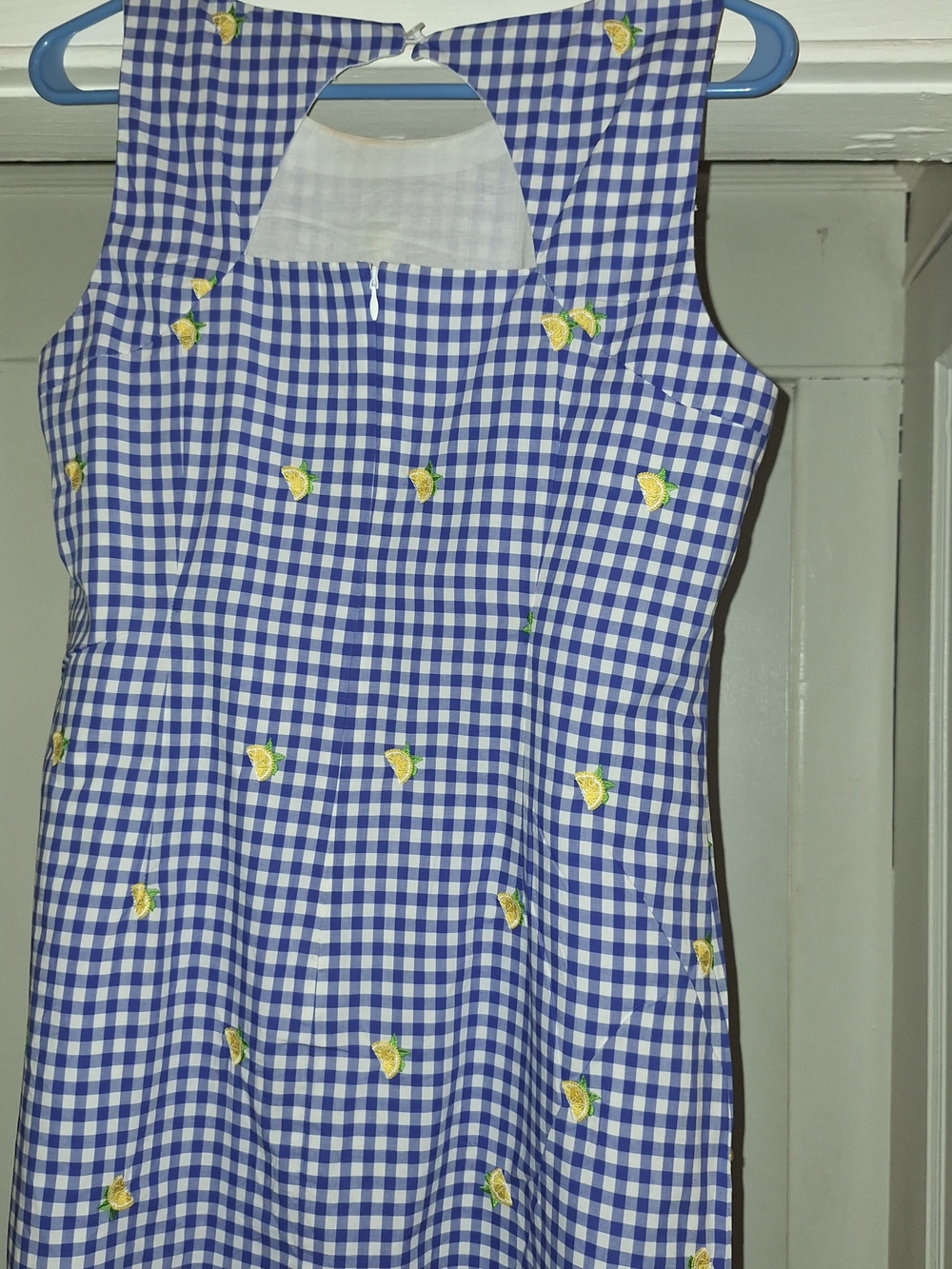 Talbots Blue Gingham Sleeveless Dress with Yellow Lemon Motif - Picture 5 of 5